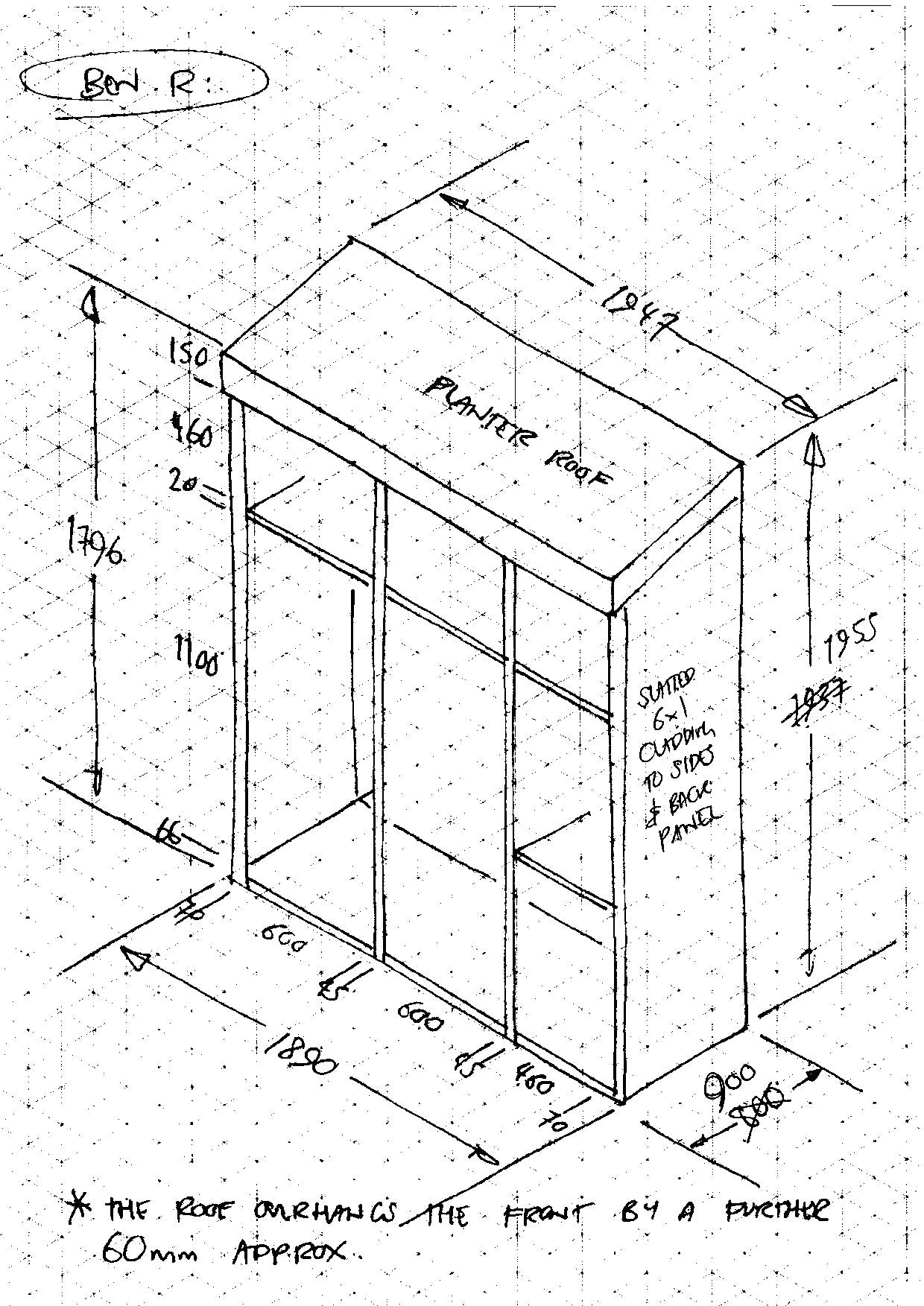 CUSTOM ORDER FOR BEN R Wheelie Bin & Recycling Store with Green Roof