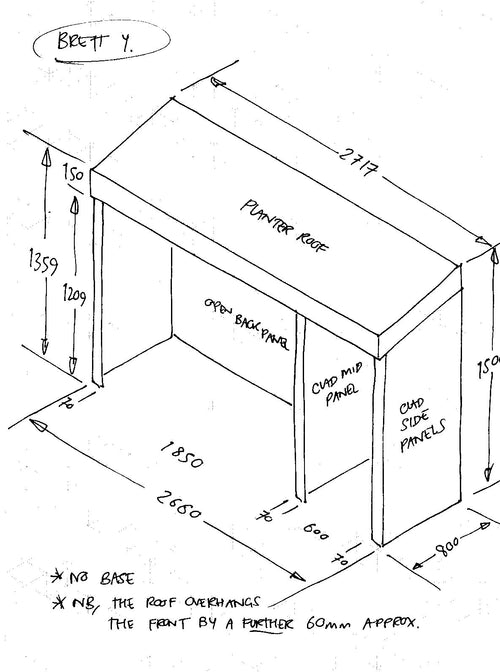 CUSTOM ORDER FOR BRETT Y - Bike & Bin Shelter with Green Roof