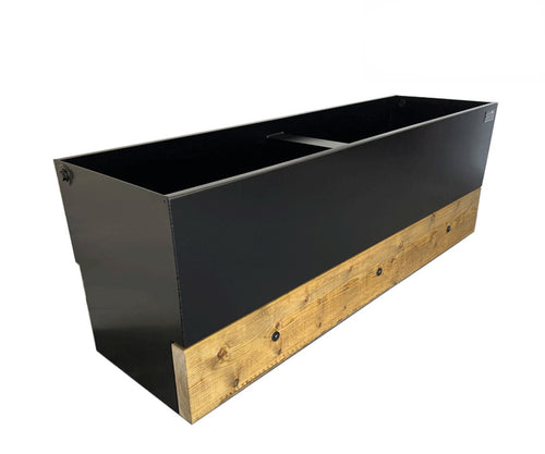 150cm wide dipping tank water butt, made in the UK from aluminium and to store harvested rainwater sustainably in your garden 