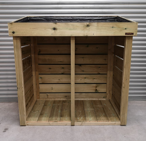 Double wheelie bin store for two bins, with green living roof planter suitable for sedum, wildflowers, alpine plants. Wheelie bin storage UK