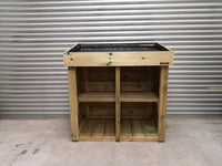 Recycling box storage unit with living growing planter / green roof. Recycling bin cover. Wooden recycling tidy.