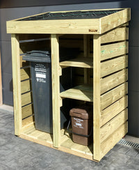 Bluum wheelie bin & recycling storage. Green roof planter. Wheelie bin & recycling cover for tidy bins. UK made bin storage