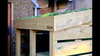 Bluum Stores wheelie bin and recycling box / food waste caddy storage unit with living green roof planter for sedum, succulents, grasses, herbs, alpine plants. Wheelie bin & recycling cover. UK bin tidy with green roof