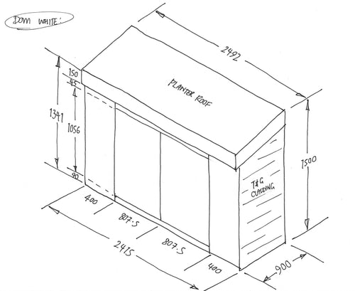 CUSTOM ORDER FOR DOMINIC WHITE - Bike Shed with Green Roof Planter