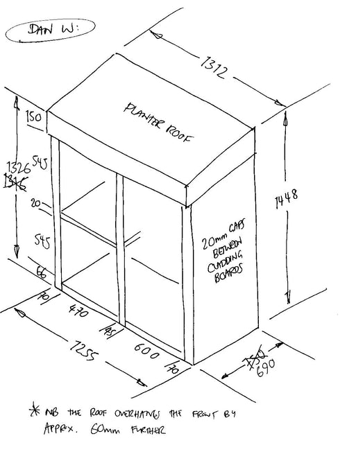 CUSTOM ORDER FOR DAN W - Bin & Recycling Store with Green Roof Planter