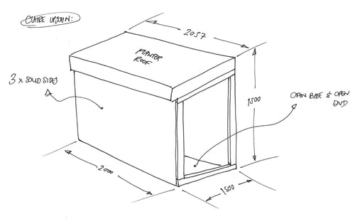 CUSTOM ORDER FOR CLAIRE UPJOHN - Bike Shelter with Green Roof