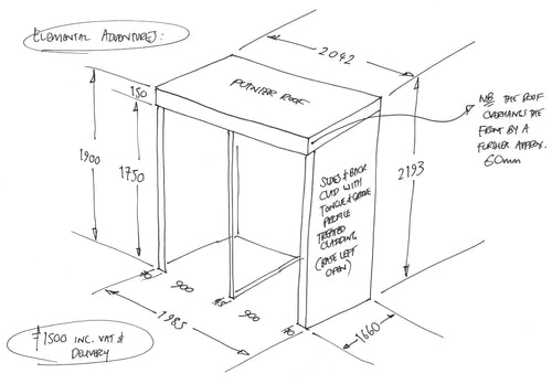 CUSTOM ORDER FOR ELEMENTAL ADVENTURES - Bin Store with Green Roof Planter