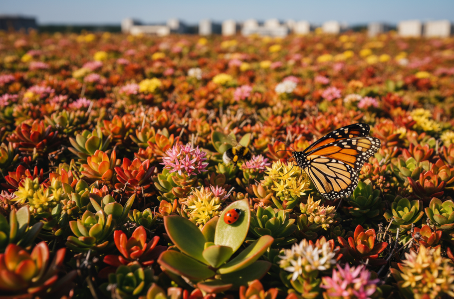Wildlife on a sedum green roof