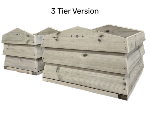 Beehive style tiered wooden garden planter, hand made in the UK. 3 tiered plant pot, container or planter. Cascading wooden garden planter 