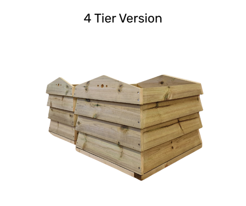 Beehive style tiered wooden garden planter, hand made in the UK. 4 tiered plant pot, container or planter. Cascading wooden garden planter 