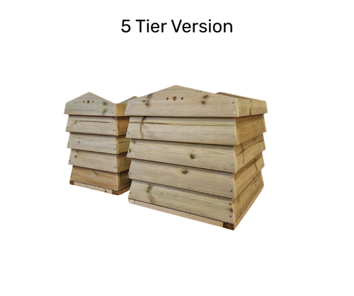 Beehive style tiered wooden garden planter, hand made in the UK. 5 tiered plant pot, container or planter. Cascading wooden garden planter 