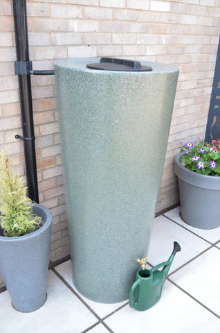 420 Litre Just Water Big City Water Butt in Green Marble colour . UK made, frost resistant rainwater harvesting. Garden water storage. Big water butt / large water butt