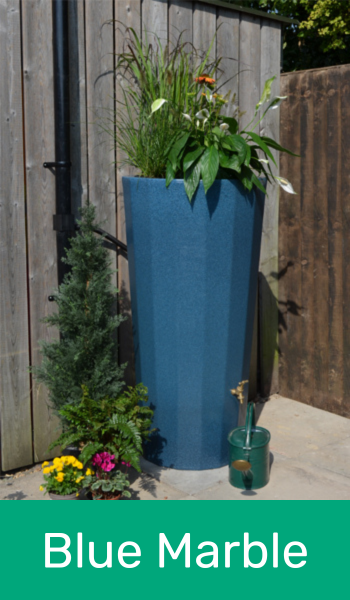 Metropolitan Water Butt with Planter in Blue Marble