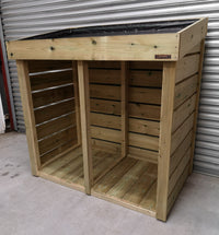 Double wheelie bin tidy store for your garden, with a planter green roof.  