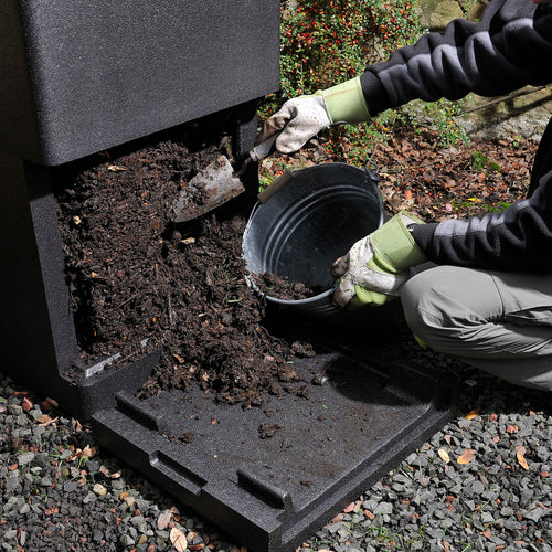 Removing compost from a HOTBIN composter (model shown is the 200L HOTBIN)