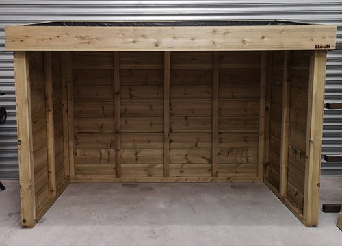 Bluum Stores cycle shed with living green roof planting area 