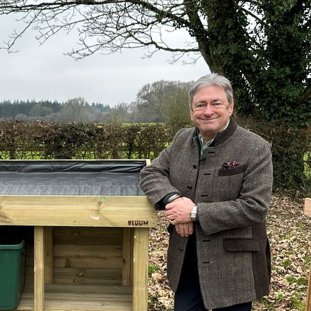 Alan Titchmarsh with the Bluum Stores Recycling Box Store with Living Green Roof Planter