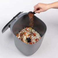 Plastia bokashi indoor compost bin for kitchen waste, using Bokashi bran