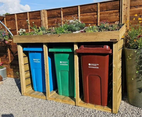 Triple Wheelie Bin Store / Storage with Green Roof Planter