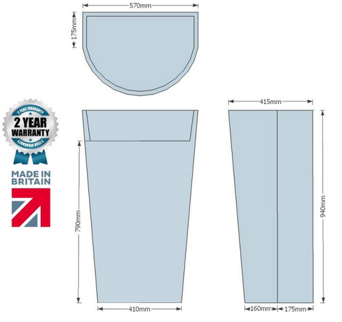 Cosmo Mini Water Butt Planter dimensions