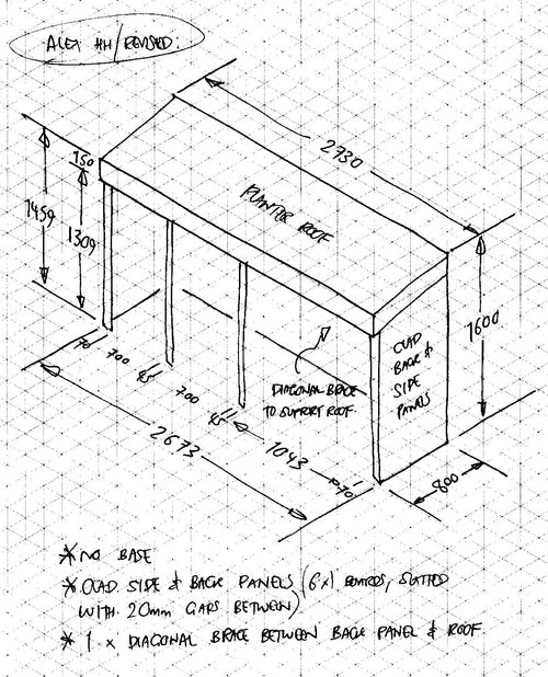 CUSTOM ORDER FOR ALEX HH - Wheelie Bin Store with Green Roof Planter
