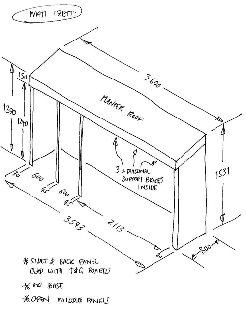 CUSTOM ORDER FOR MATT I - Bike & Bin Shelter with Green Roof Planter