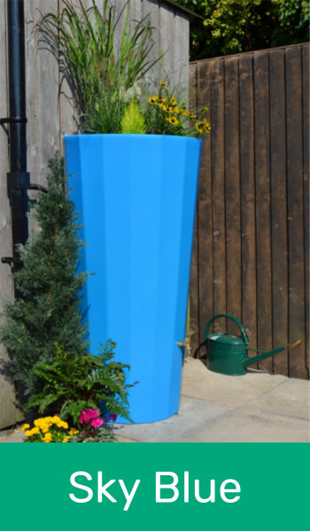 Metropolitan Water Butt with Planter in Sky Blue
