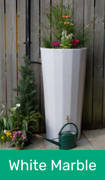 Metropolitan Water Butt with Planter in White Marble