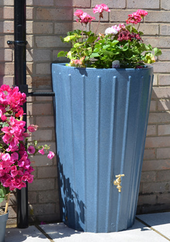 Cosmo Mini Water Butt with Planter. Made in the UK, rainwater harvesting with a planter top. Frost resistant water storage. Garden water butt