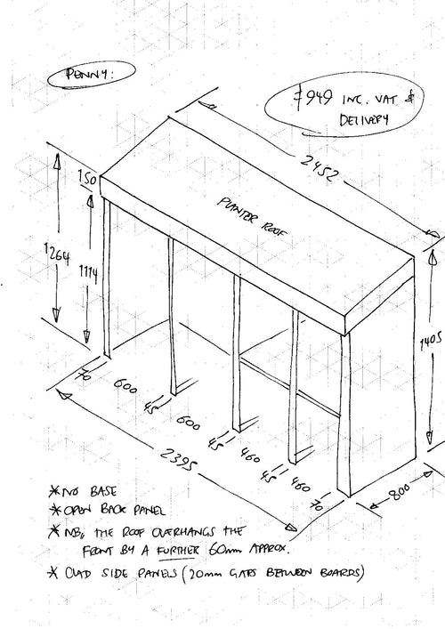 CUSTOM ORDER FOR PENNY Y - Wheelie Bin & Recycling Store with Green Roof Planter