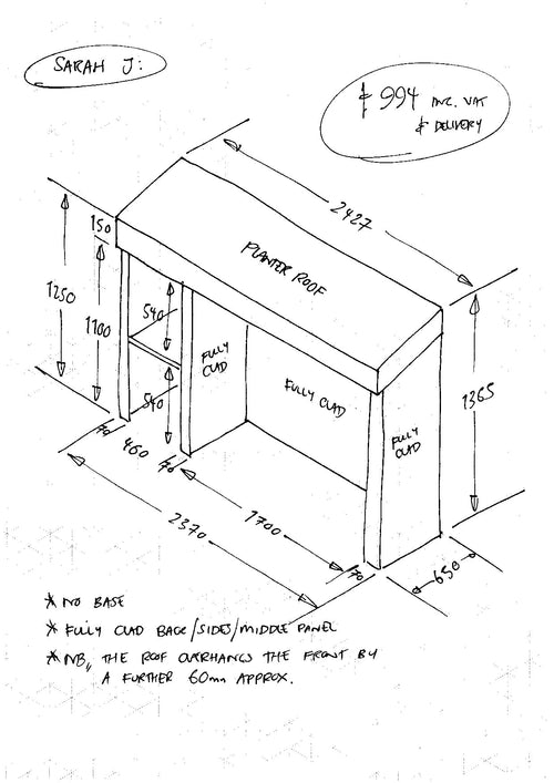 CUSTOM ORDER FOR SARAH J - Bike & Recycling Shelter with Green Roof