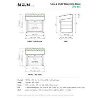 Technical details for the One Box Low & Wide Recycling Box Store