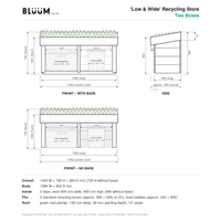 Technical details for the Two Box Low & Wide Recycling Box Store