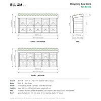 Ten Recycling Box Store with Green Roof Planter: dimensions 
