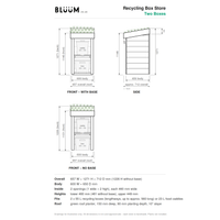 Two Recycling Box Store with Green Roof Planter: dimensions 