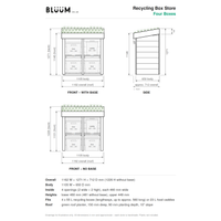Four Recycling Box Store with Green Roof Planter: dimensions 