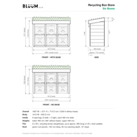 Six Recycling Box Store with Green Roof Planter: dimensions 