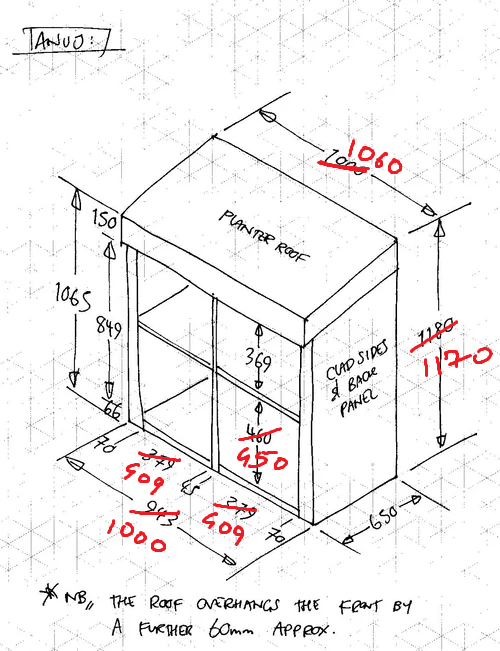 CUSTOM ORDER FOR ANUJ - Recycling Store with Green Roof Planter