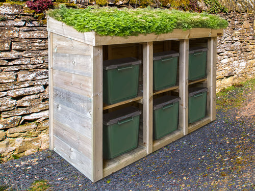 CUSTOM ORDER FOR SIMON DEVITT - 6 Recycling Box Store with Green Roof Planter