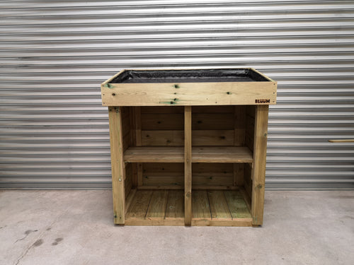 Recycling waste box storage unit with living growing planter roof 