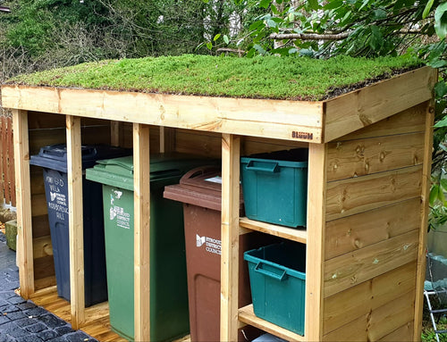 CUSTOM ORDER FOR PHILIP CRILLY - Bin & Recycling Shelter with Green Roof Planter