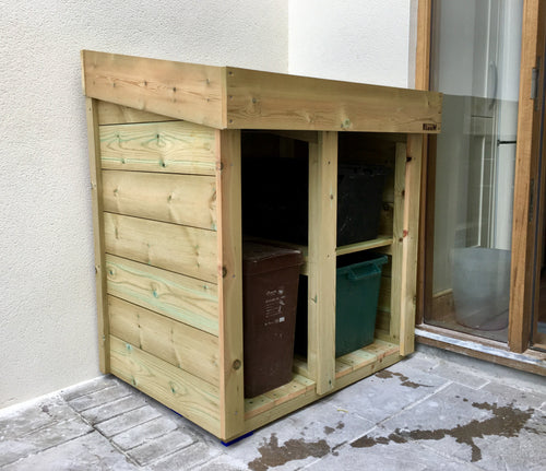 Recycling boxes and food waste caddy storage garden tidy unit