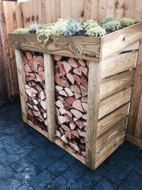 Store your firewood and logs, with a modern contemporary green roof full of living plants