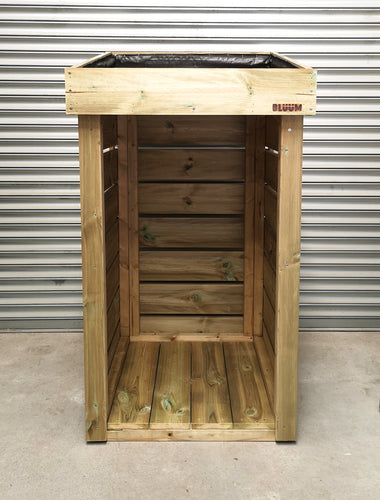 Single wheelie bin tidy store storage with green roof planter for sedum