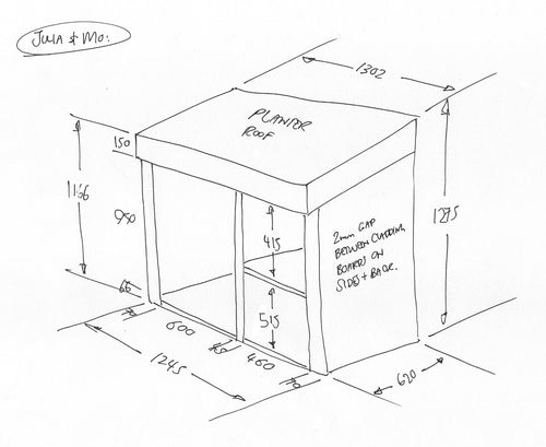 CUSTOM ORDER FOR JULIA & MO - Dustbin & Recycling Store with Green Roof Planter