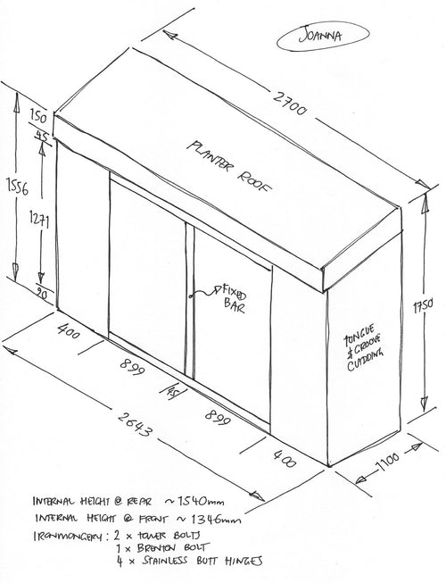 CUSTOM ORDER FOR JOANNA - Garden Store with Green Roof Planter