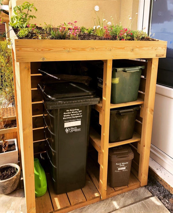 Attractive outdoor bin storage for wheelie and recycling boxes